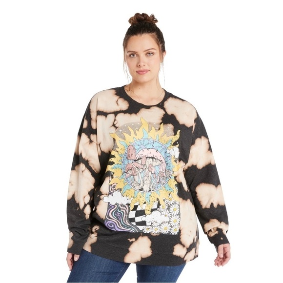 NWT NOBO Junior’s Lightweight Long Sleeve Sun/ Mushroom Graphic Sweatshirt - Picture 1 of 13